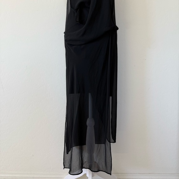 Zara Black Chiffon Sheer Drapey Lagenlook Tank Midi Dress Medium - Picture 4 of 16